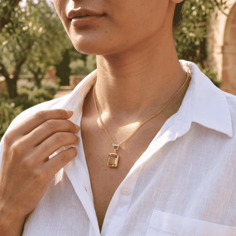 Premium Brazilian Citrine and White Zircon 5.65 ctw Necklace in 18K Vermeil Yellow Gold Over Sterling Silver 18 Inches