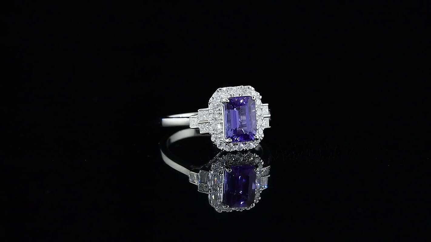 Luxoro 10K White Gold Premium Tanzanite, Diamond (I2) (0.55 cts) Ring (Size 10.0) 2.15 ctw