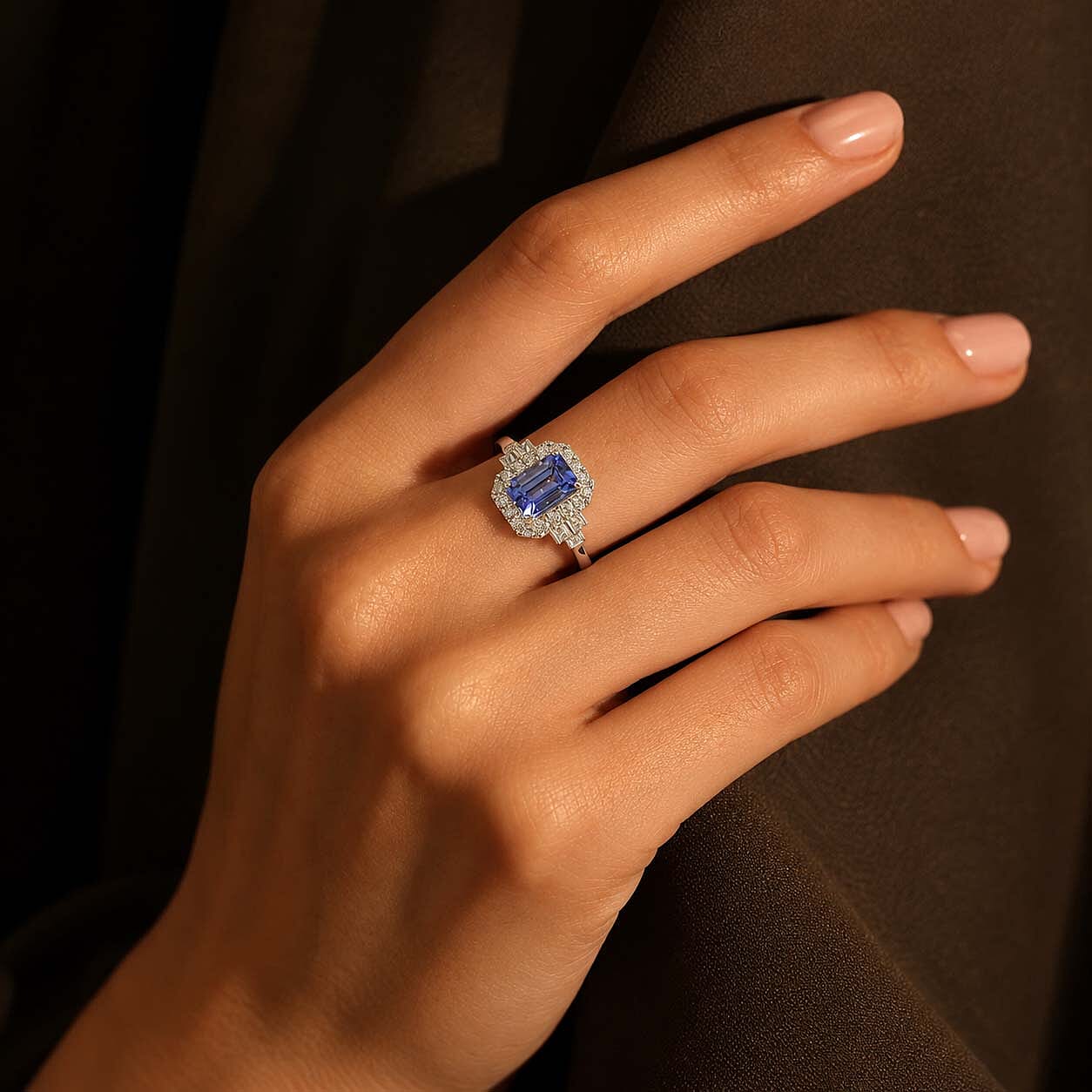 Luxoro Premium Tanzanite and Diamond I2 2.15 ctw Dusk Symmetry Ring in 10K White Gold (Size 7.0)
