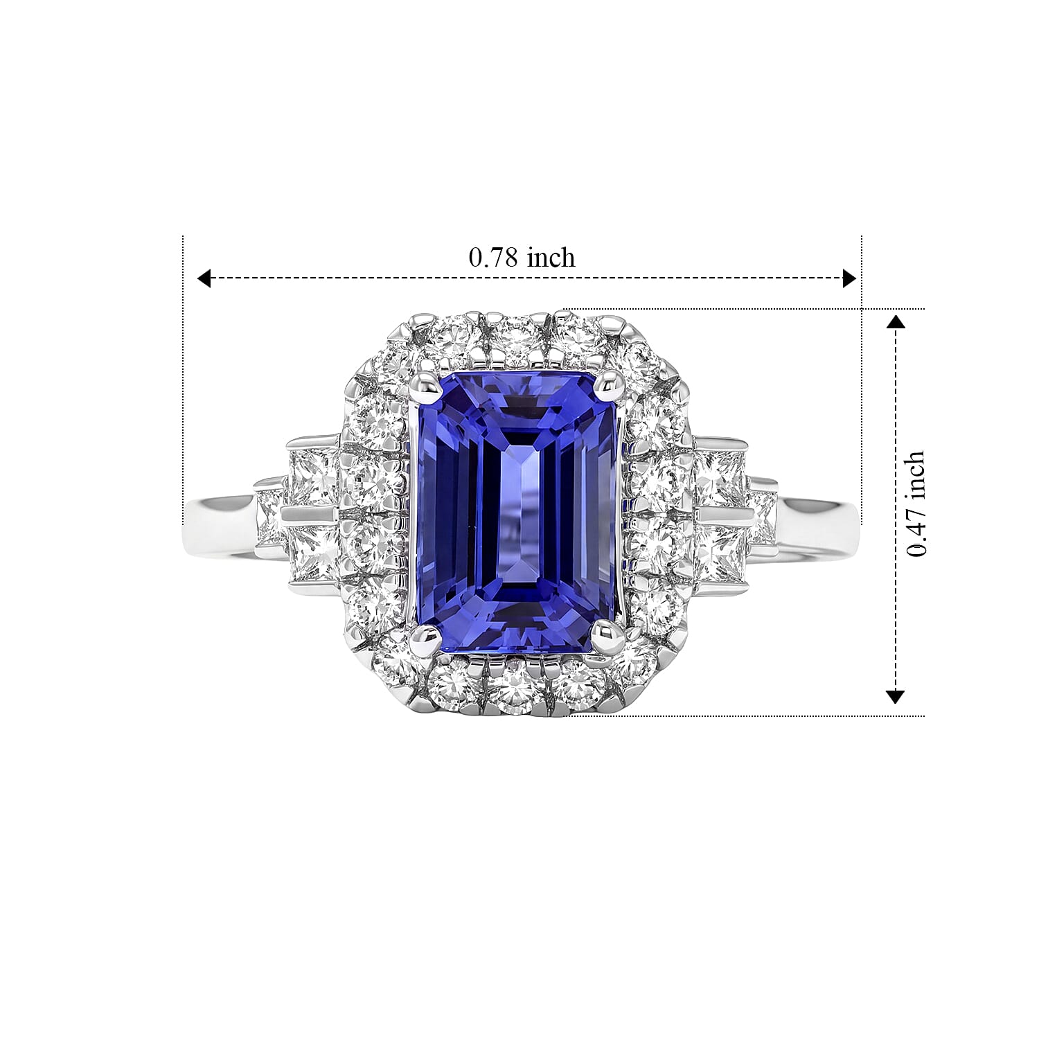 Luxoro Premium Tanzanite and Diamond I2 2.15 ctw Dusk Symmetry Ring in 10K White Gold (Size 7.0)