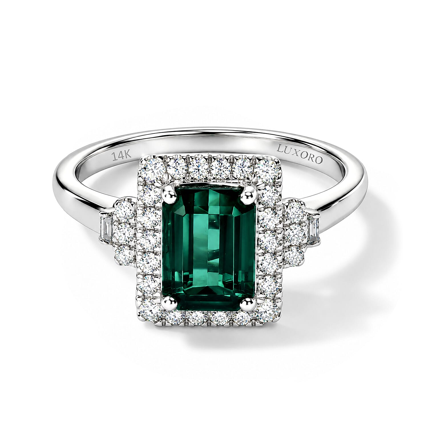 Certified and Appraised Luxoro AAA Monte Belo Indicolite and Diamond (I2) 2.00 ctw Ring in 14K White Gold (Size 10.0)