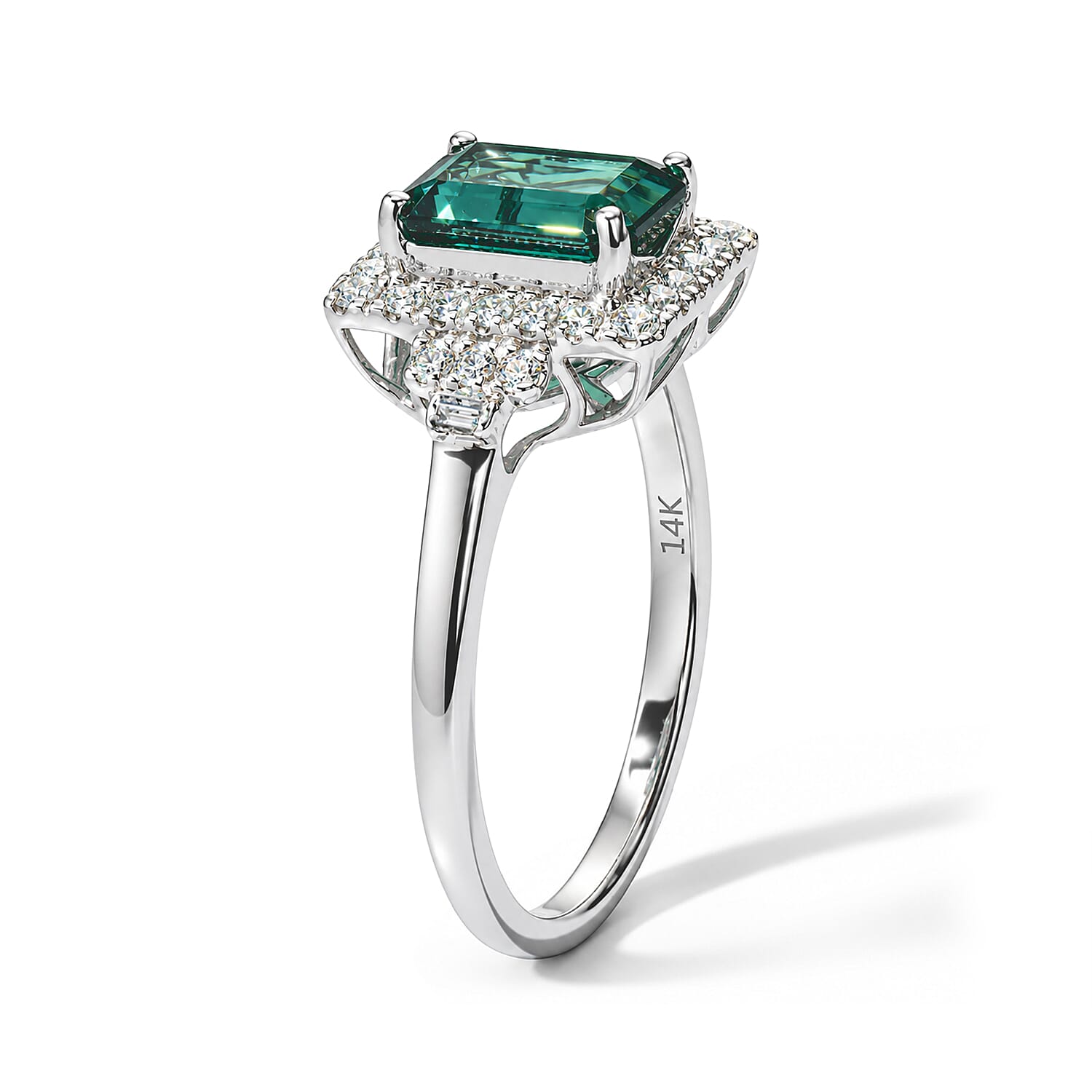 Certified and Appraised Luxoro AAA Monte Belo Indicolite and Diamond (I2) 2.00 ctw Ring in 14K White Gold (Size 10.0)