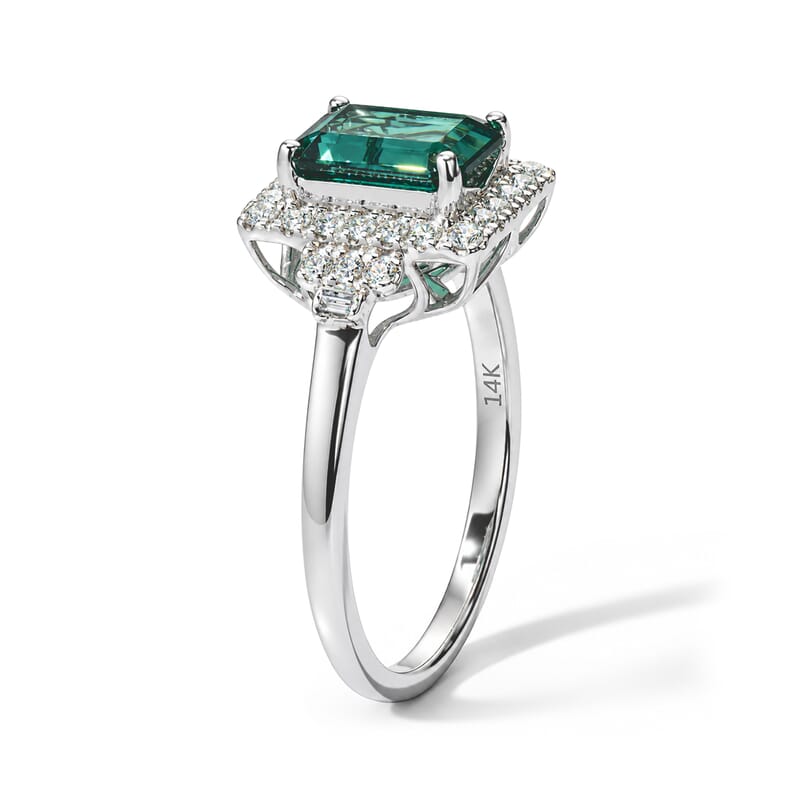 Certified and Appraised Luxoro AAA Monte Belo Indicolite and Diamond (I2) 2.00 ctw Ring in 14K White Gold (Size 10.0)