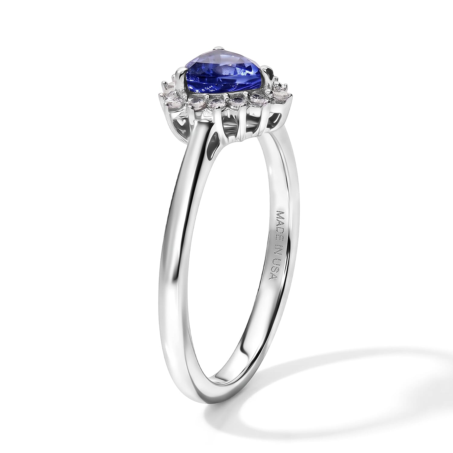 D'Joy Premium Tanzanite and Moissanite 0.85 ctw Ring in Rhodium Over Sterling Silver (Size 6.0)