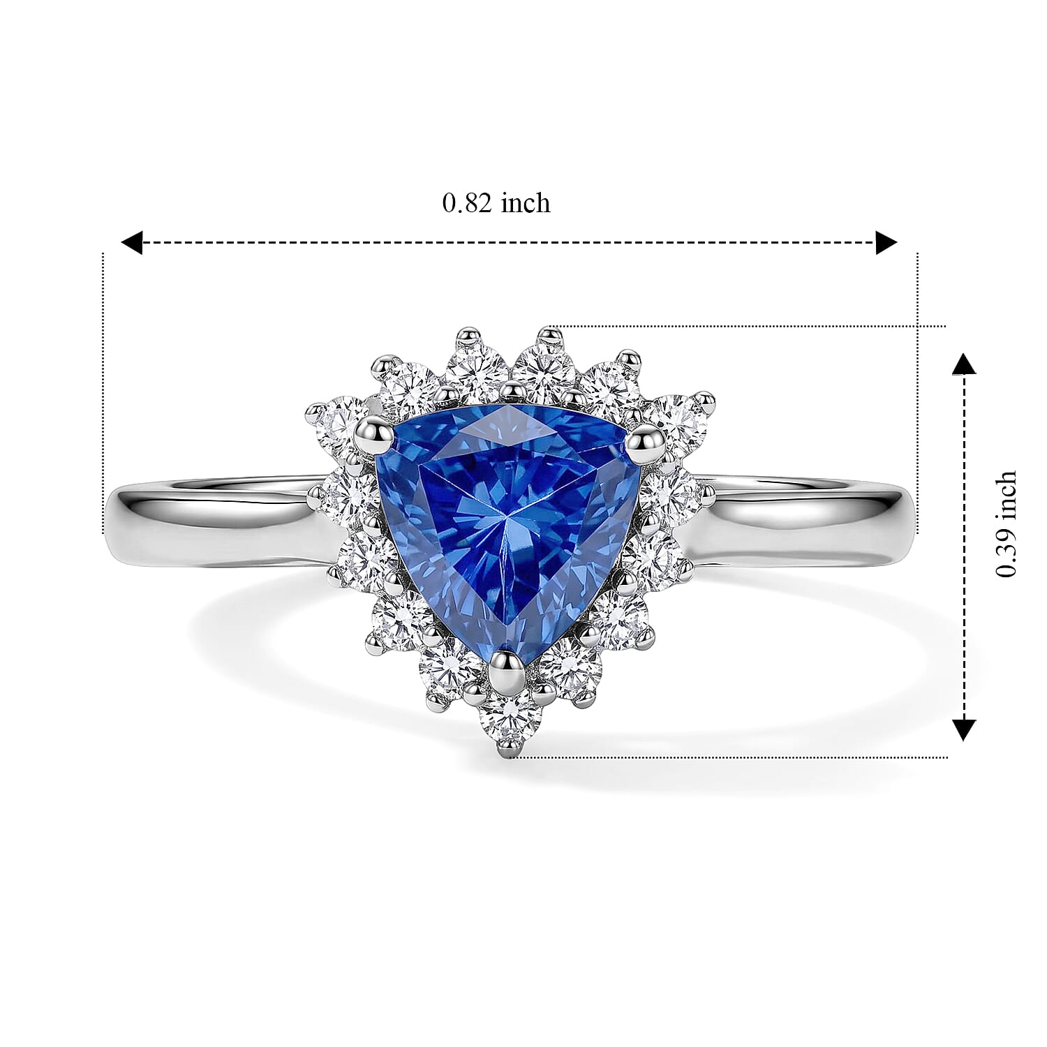 D'Joy Premium Tanzanite and Moissanite 0.85 ctw Ring in Rhodium Over Sterling Silver (Size 6.0)