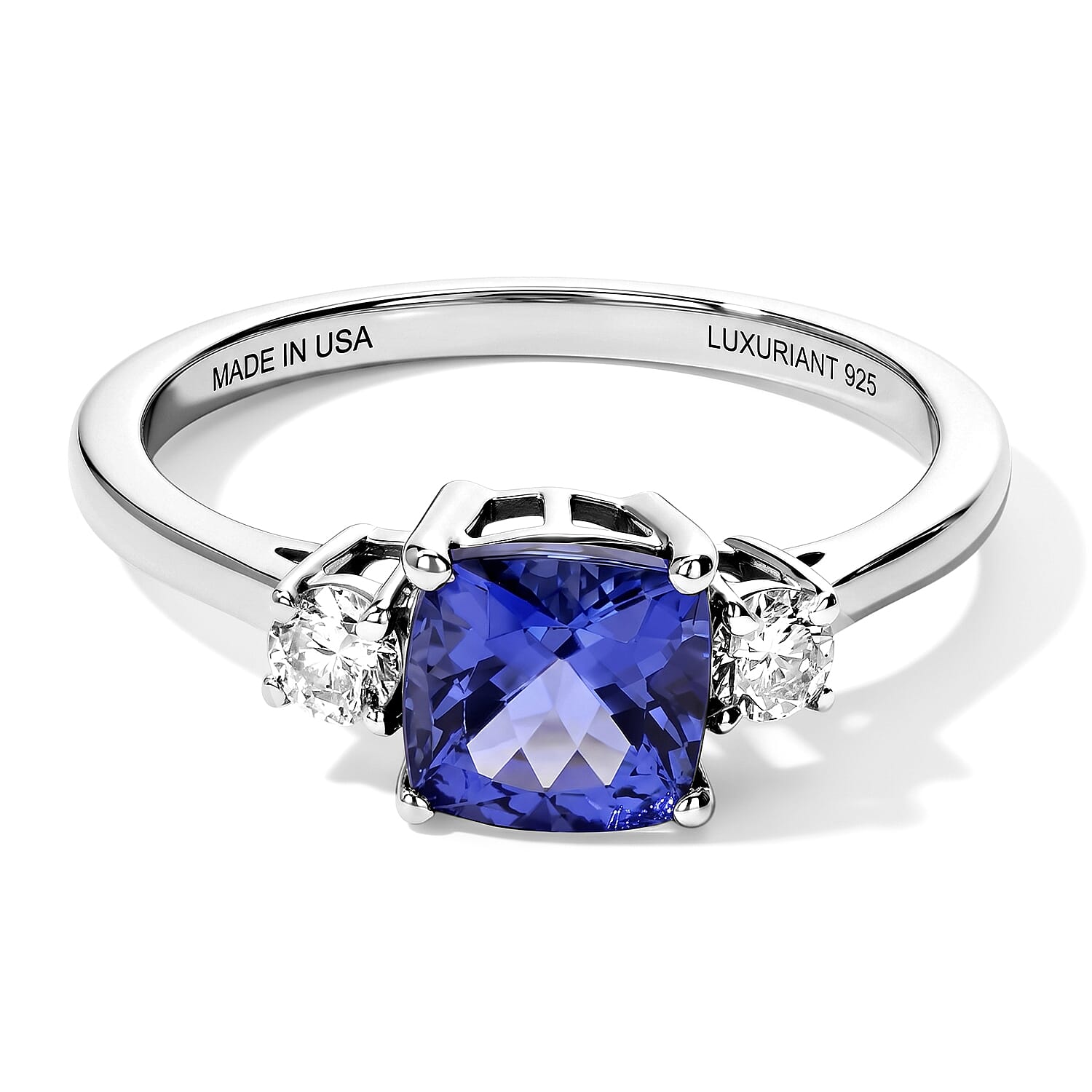 Premium Tanzanite and Luxuriant Lab Grown Diamond G-H SI 1.75 ctw Ring in Rhodium Over Sterling Silver (Size 6.0)