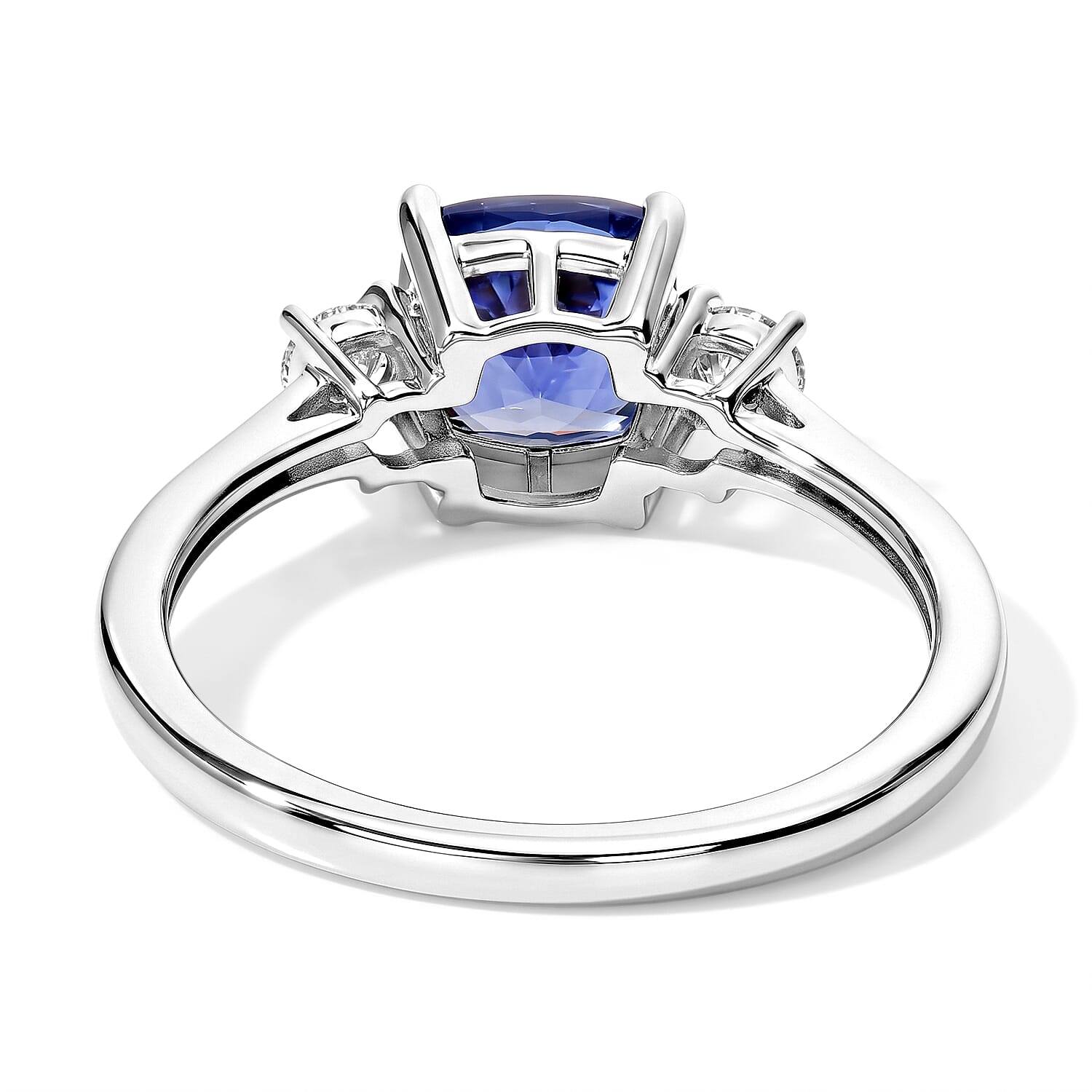 Premium Tanzanite and Luxuriant Lab Grown Diamond G-H SI 1.75 ctw Ring in Rhodium Over Sterling Silver (Size 6.0)