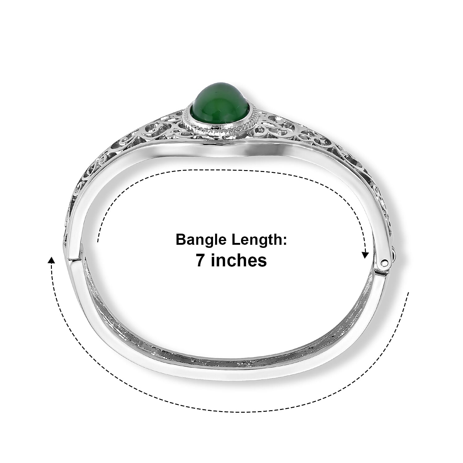 Verde Onyx 40.00 ctw Vintage Filigree Bangle Bracelet (7.00 In) In Silvertone