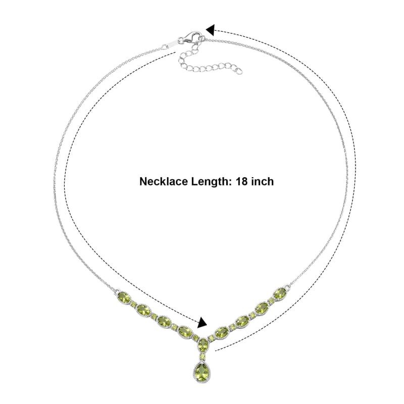 D'Joy Premium Hebei Peridot 5.85 ctw Necklace in Rhodium Over Sterling Silver 18 Inches