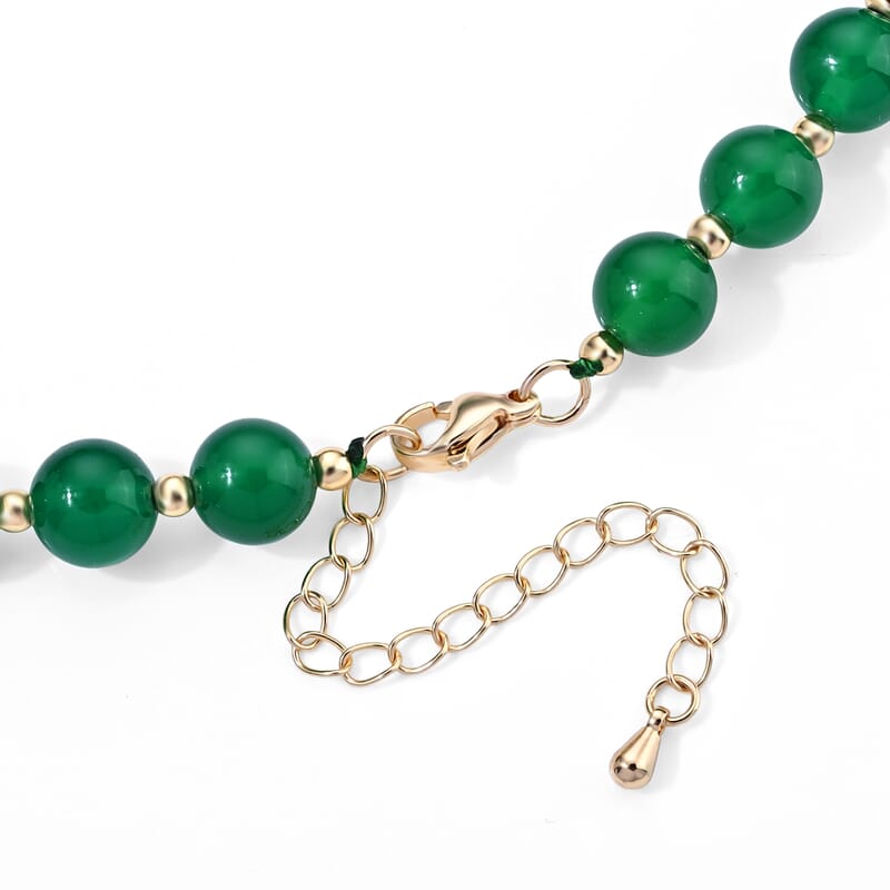 Verde Onyx 100.00 ctw and White Keshi Pearl Verdant Harmony Station Necklace (18–20 Inches) in Silvertone