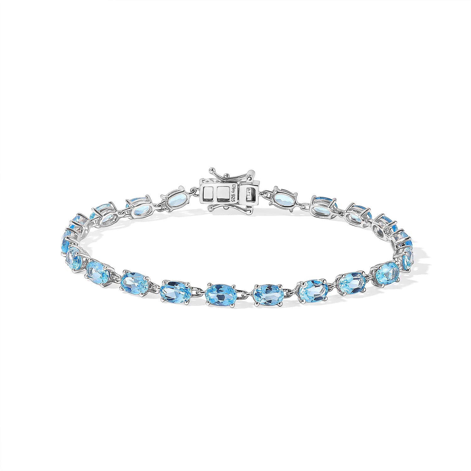 D'Joy Premium Lab Certified Swiss Blue Topaz Bracelet in 18K Vermeil YG Over Sterling Silver (6.50 In) 12.00 ctw