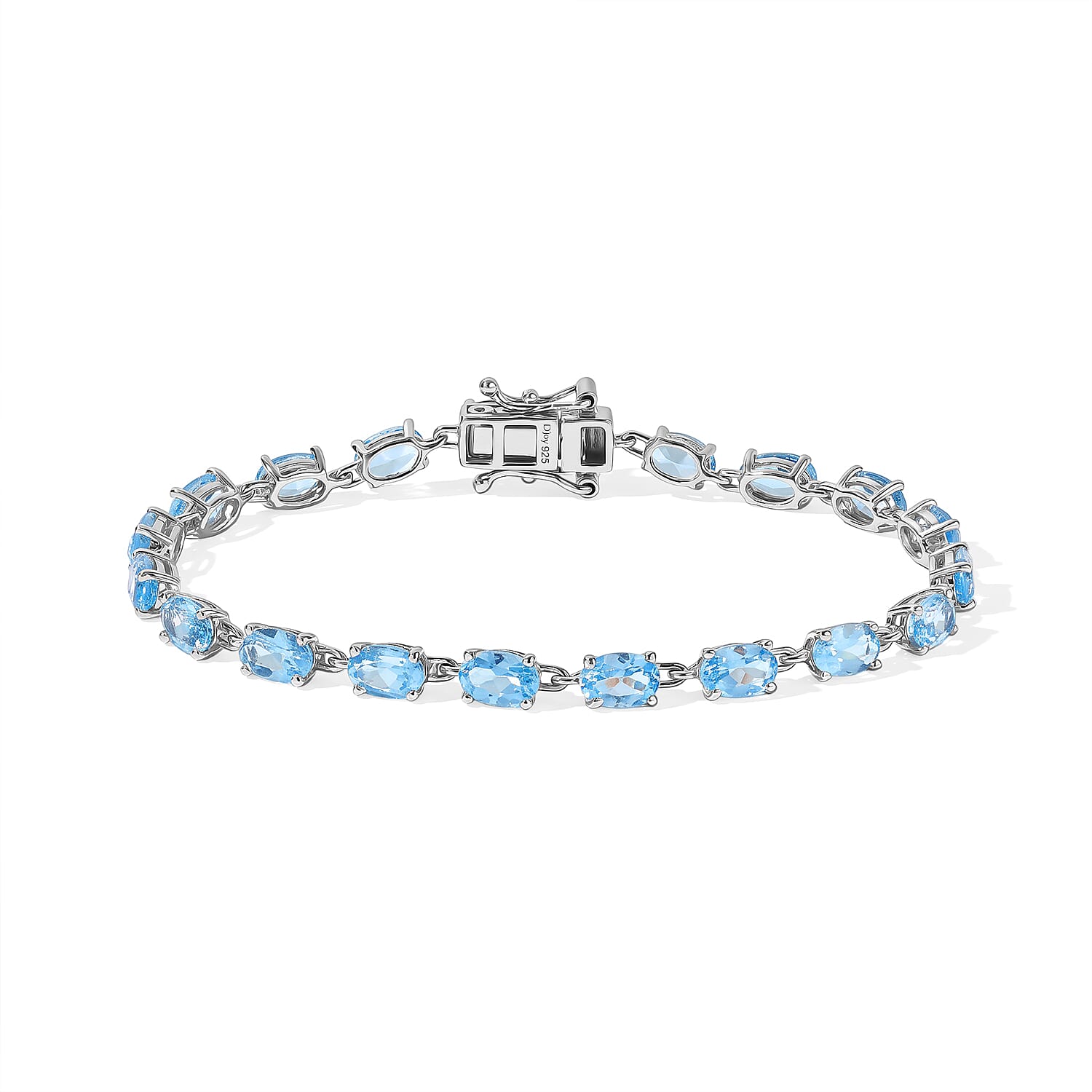 D'Joy Premium Swiss Blue Topaz Ocean Glow Bracelet in 18K Vermeil YG Over Sterling Silver (8.00 Inch) 12.70 ctw