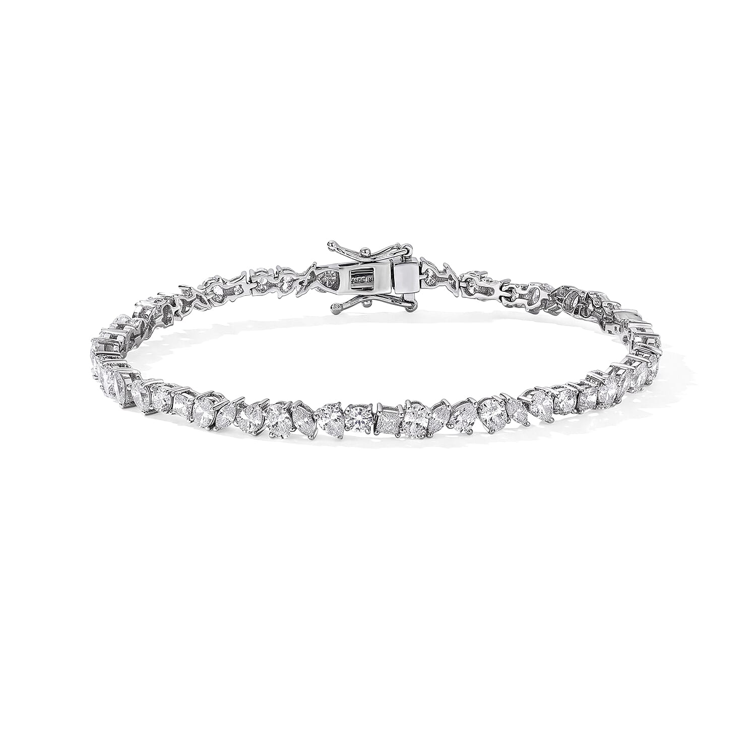 D'Joy Moissanite 7.10 ctw Bracelet in Rhodium Over Sterling Silver (7.25 In)