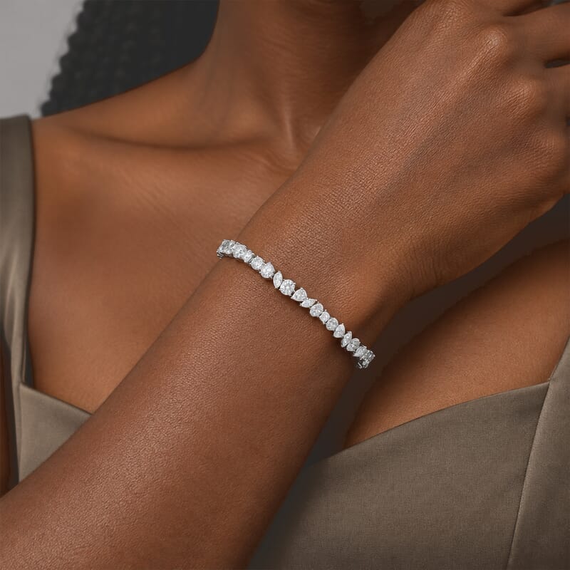 D'Joy Moissanite 7.10 ctw Bracelet in Rhodium Over Sterling Silver (7.25 In)