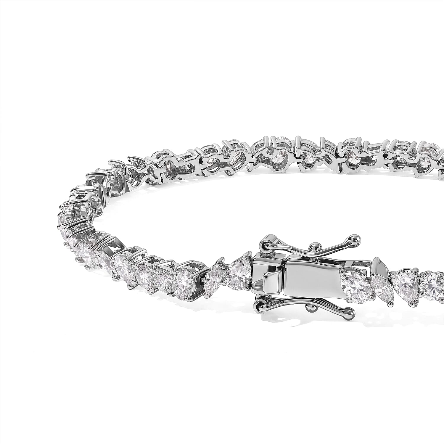 D'Joy Moissanite 7.10 ctw Bracelet in Rhodium Over Sterling Silver (7.25 In)