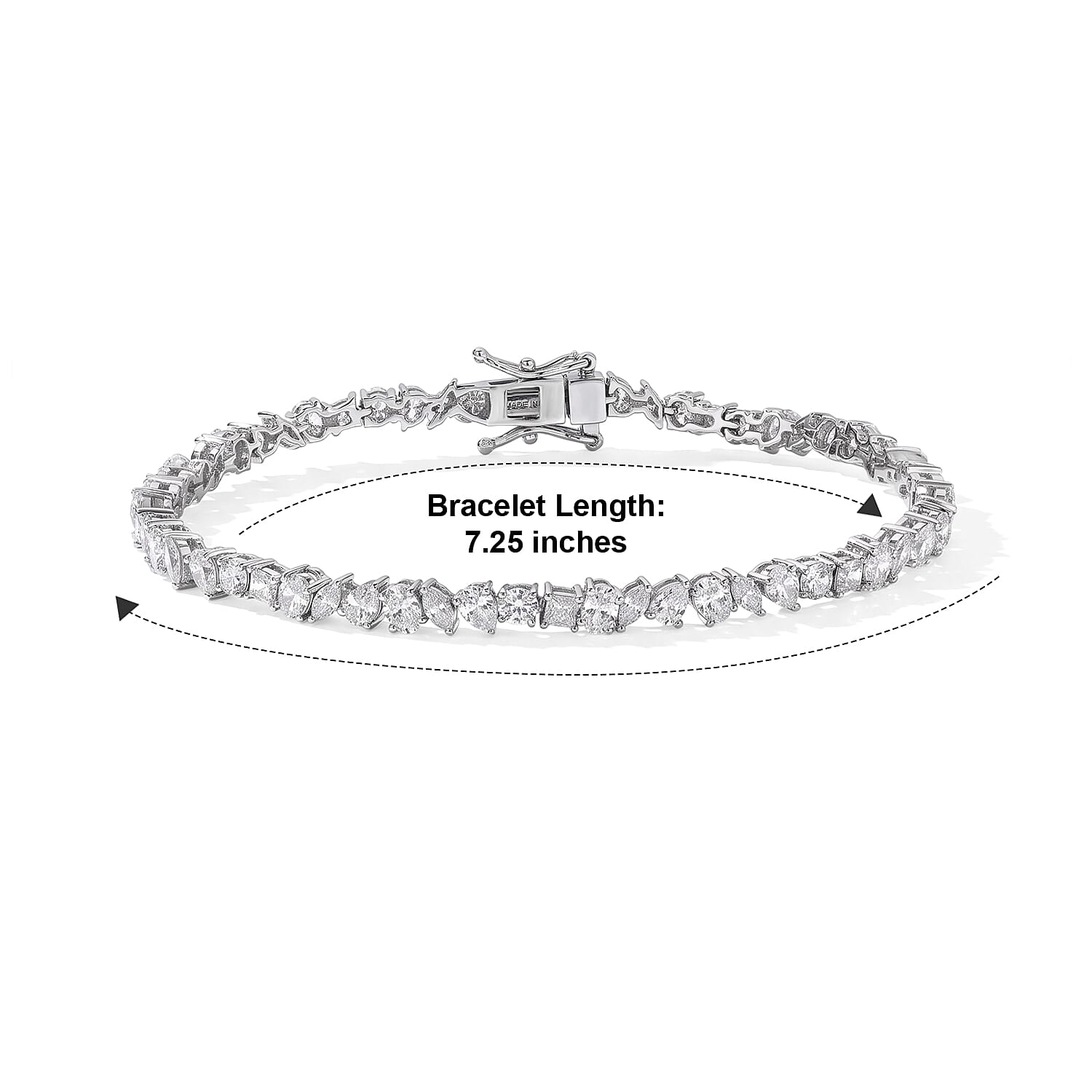 D'Joy Moissanite 7.10 ctw Bracelet in Rhodium Over Sterling Silver (7.25 In)