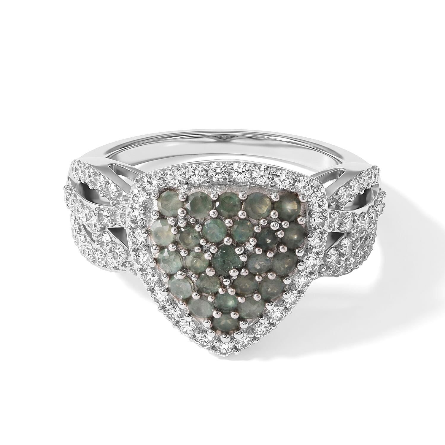 D'Joy Narsipatnam Alexandrite, White Zircon Ring in Rhodium Over Sterling Silver (Size 10.0) 2.15 ctw