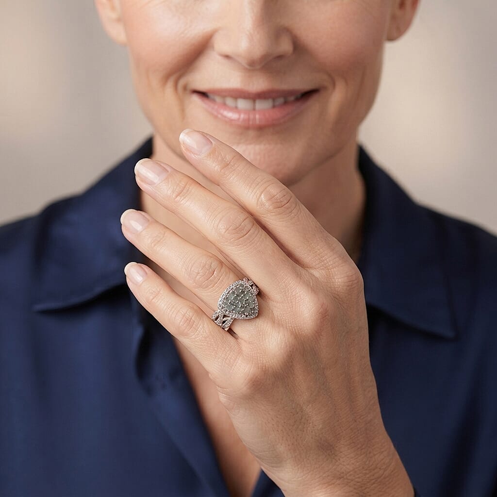 D'Joy Narsipatnam Alexandrite and White Zircon 2.15 ctw Symphony Ring in Rhodium Over Sterling Silver (Size 6.0)