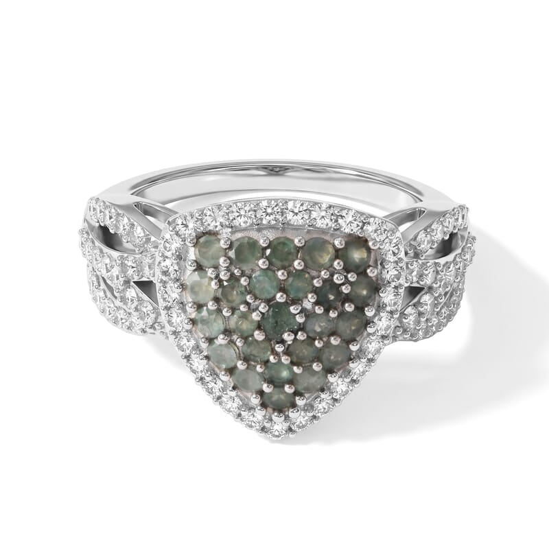 D'Joy Narsipatnam Alexandrite and White Zircon 2.15 ctw Symphony Ring in Rhodium Over Sterling Silver (Size 7.0)