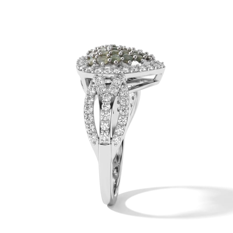 D'Joy Narsipatnam Alexandrite and White Zircon 2.15 ctw Symphony Ring in Rhodium Over Sterling Silver (Size 7.0)