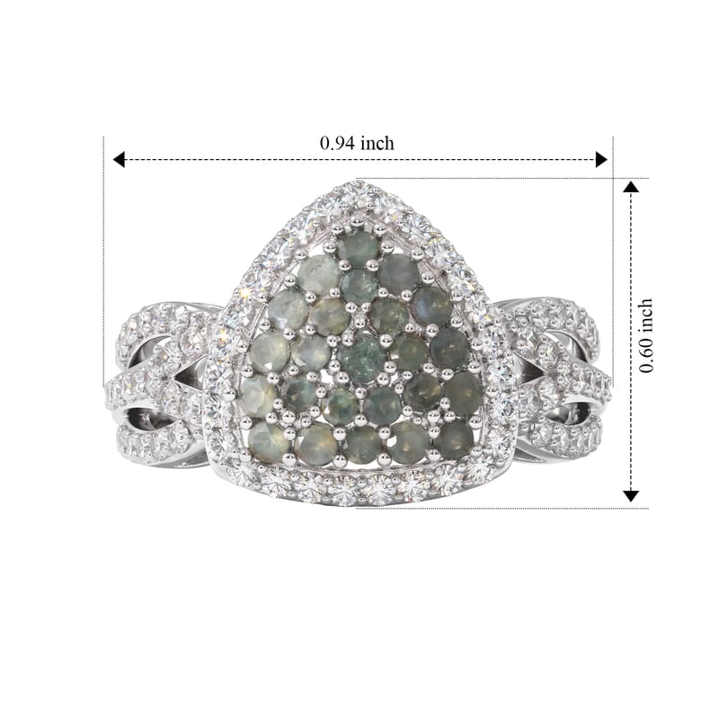 D'Joy Narsipatnam Alexandrite and White Zircon 2.15 ctw Symphony Ring in Rhodium Over Sterling Silver (Size 7.0)