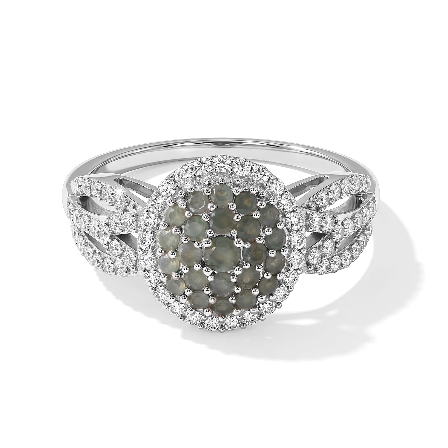D'Joy Narsipatnam Alexandrite, White Zircon Ring in Rhodium Over Sterling Silver (Size 10.0) 2.15 ctw