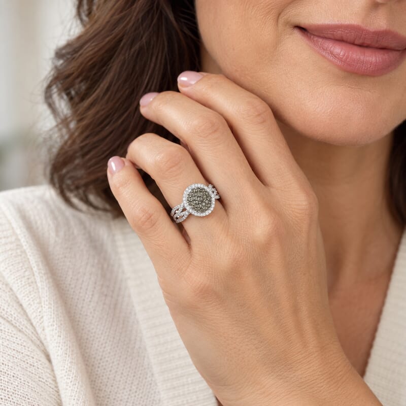 D'Joy Narsipatnam Alexandrite and White Zircon 2.00 ctw Symphony Ring in Rhodium Over Sterling Silver (Size 6.0)