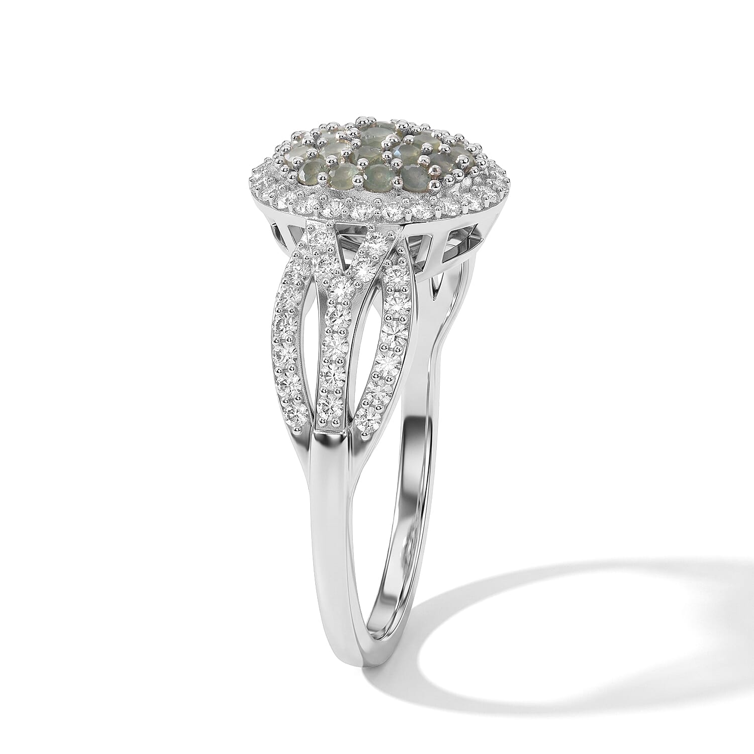 D'Joy Narsipatnam Alexandrite and White Zircon 2.00 ctw Symphony Ring in Rhodium Over Sterling Silver (Size 6.0)