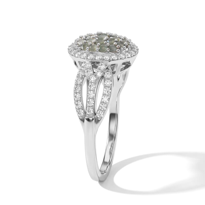D'Joy Narsipatnam Alexandrite and White Zircon 2.00 ctw Symphony Ring in Rhodium Over Sterling Silver (Size 6.0)