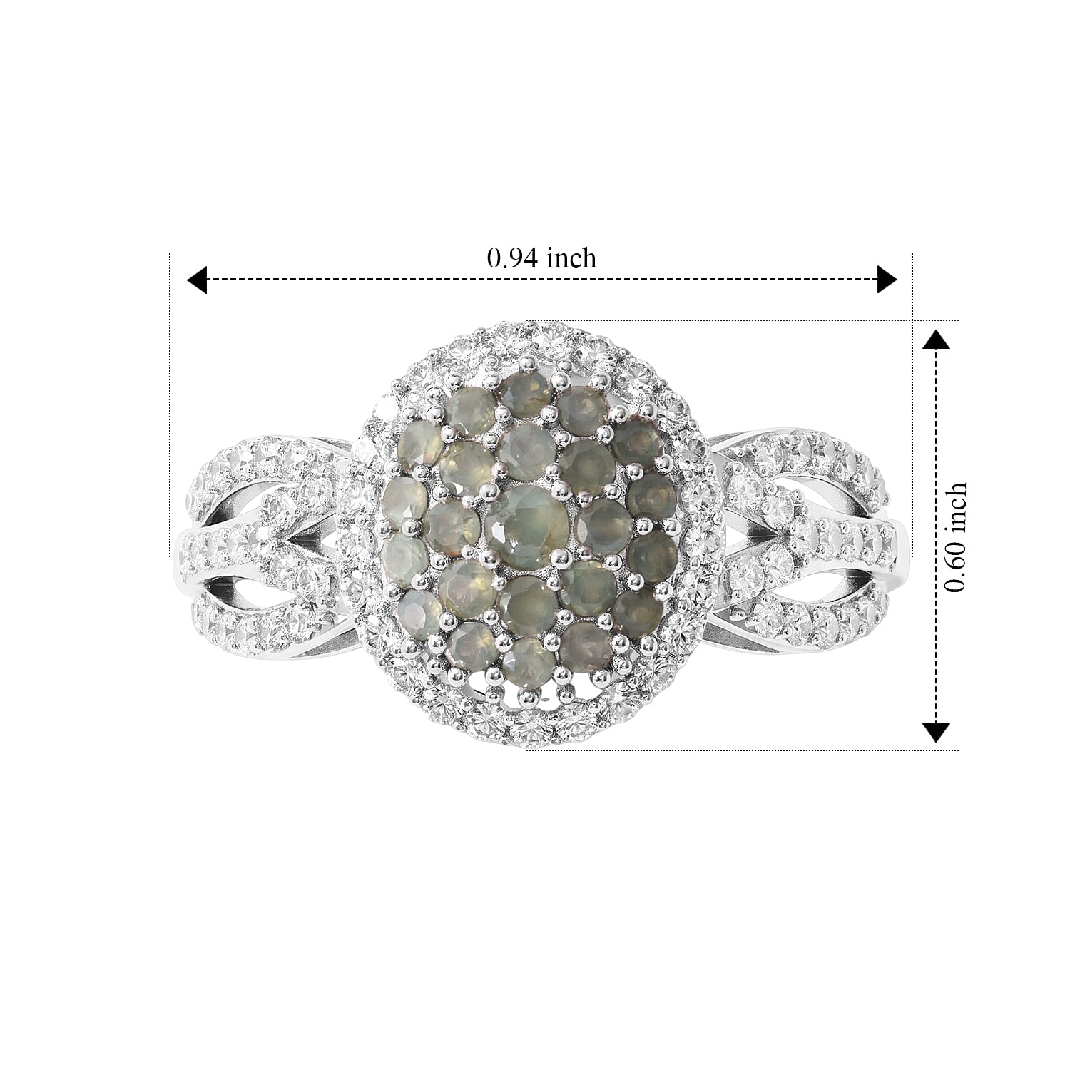 D'Joy Narsipatnam Alexandrite and White Zircon 2.00 ctw Symphony Ring in Rhodium Over Sterling Silver (Size 6.0)