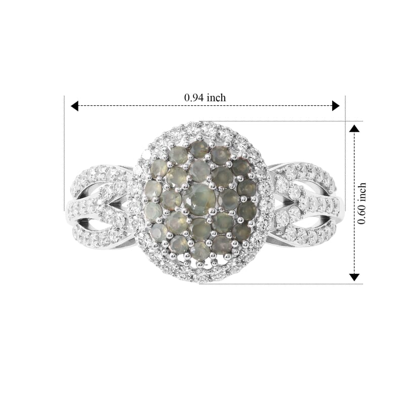 D'Joy Narsipatnam Alexandrite and White Zircon 2.00 ctw Symphony Ring in Rhodium Over Sterling Silver (Size 6.0)