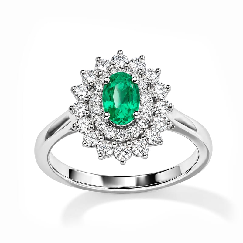 Certified and Appraised D'Joy Premium Boyaca Colombian Emerald and Moissanite 1.00 ctw Ring in Rhodium Over Sterling Silver (Size 10.0)