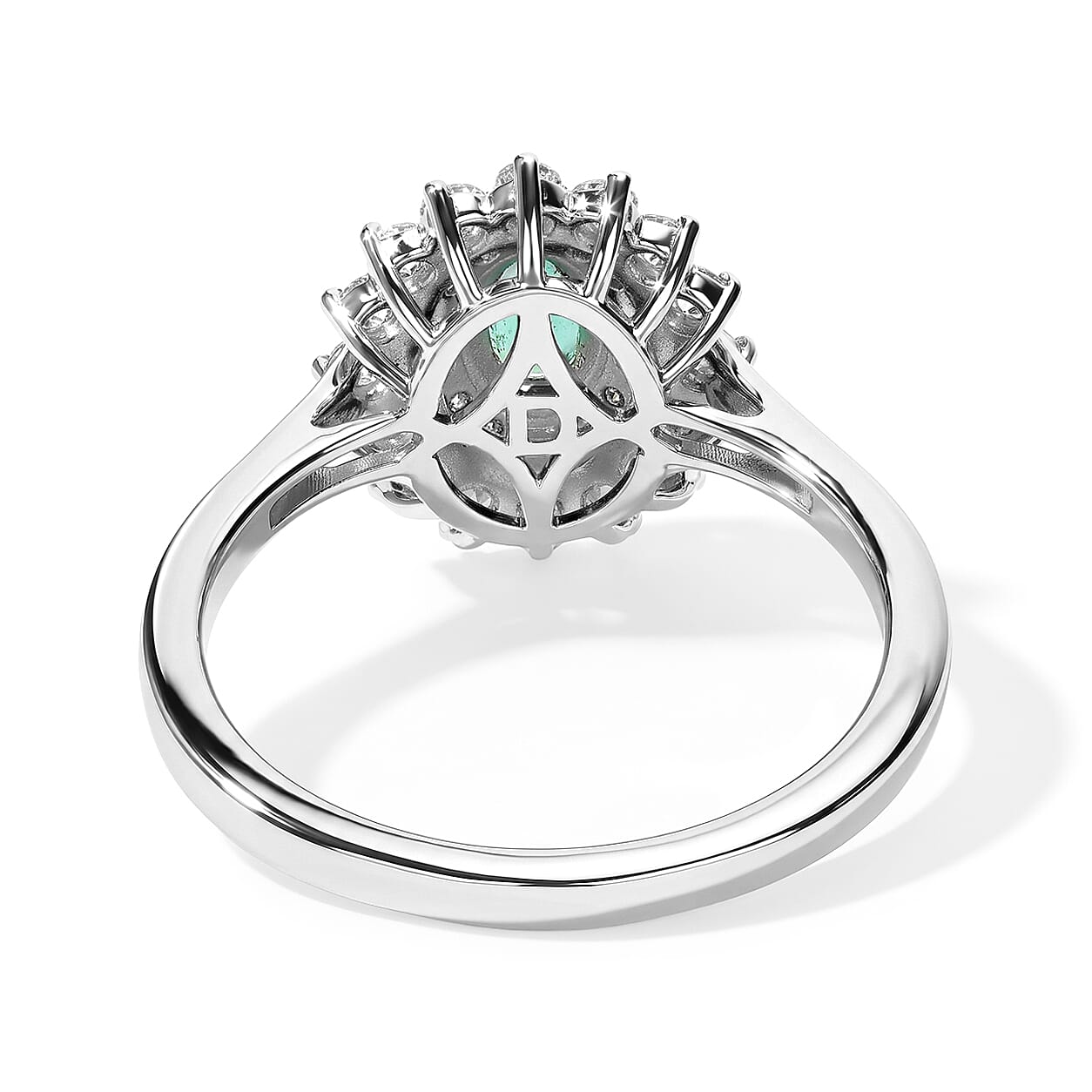 Certified and Appraised D'Joy Premium Boyaca Colombian Emerald and Moissanite 1.00 ctw Ring in Rhodium Over Sterling Silver (Size 10.0)
