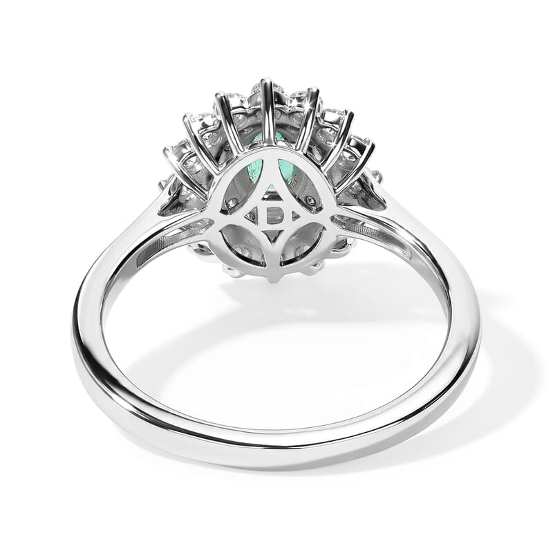 Certified and Appraised D'Joy Premium Boyaca Colombian Emerald and Moissanite 1.00 ctw Ring in Rhodium Over Sterling Silver (Size 10.0)