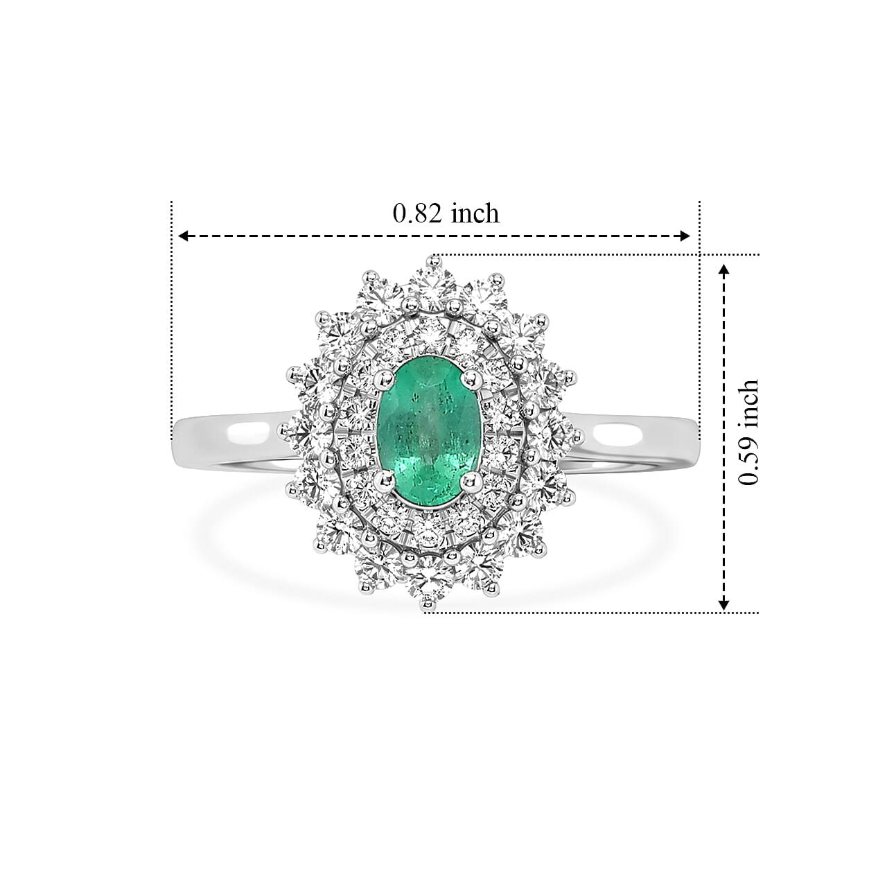 Certified and Appraised D'Joy Premium Boyaca Colombian Emerald and Moissanite 1.00 ctw Ring in Rhodium Over Sterling Silver (Size 10.0)