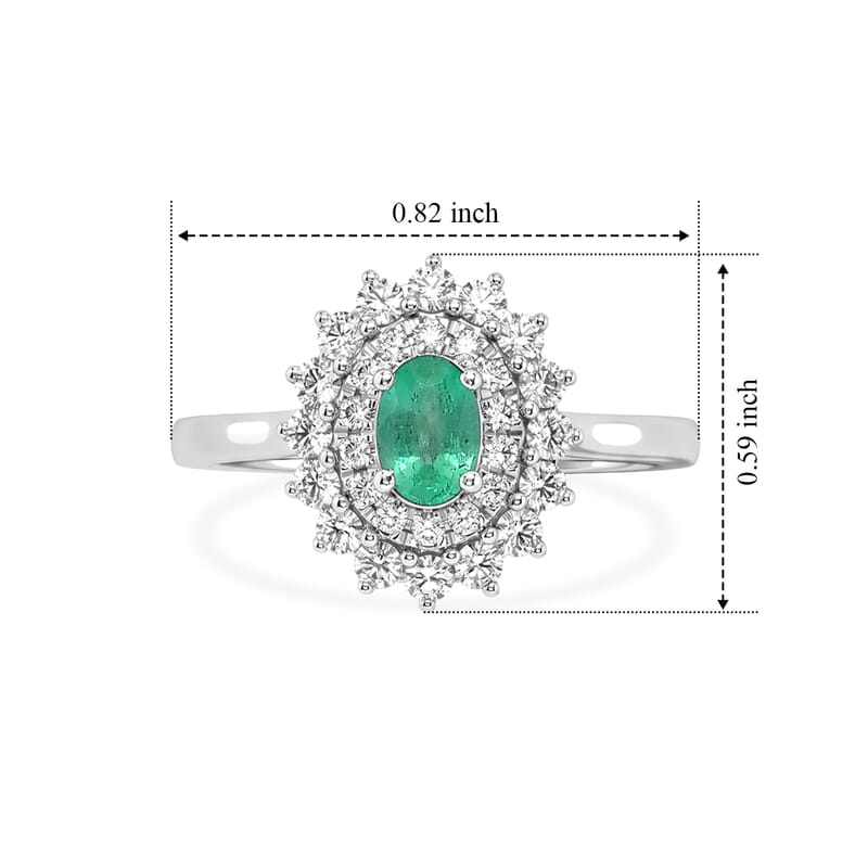 Certified and Appraised D'Joy Premium Boyaca Colombian Emerald and Moissanite 1.00 ctw Ring in Rhodium Over Sterling Silver (Size 10.0)