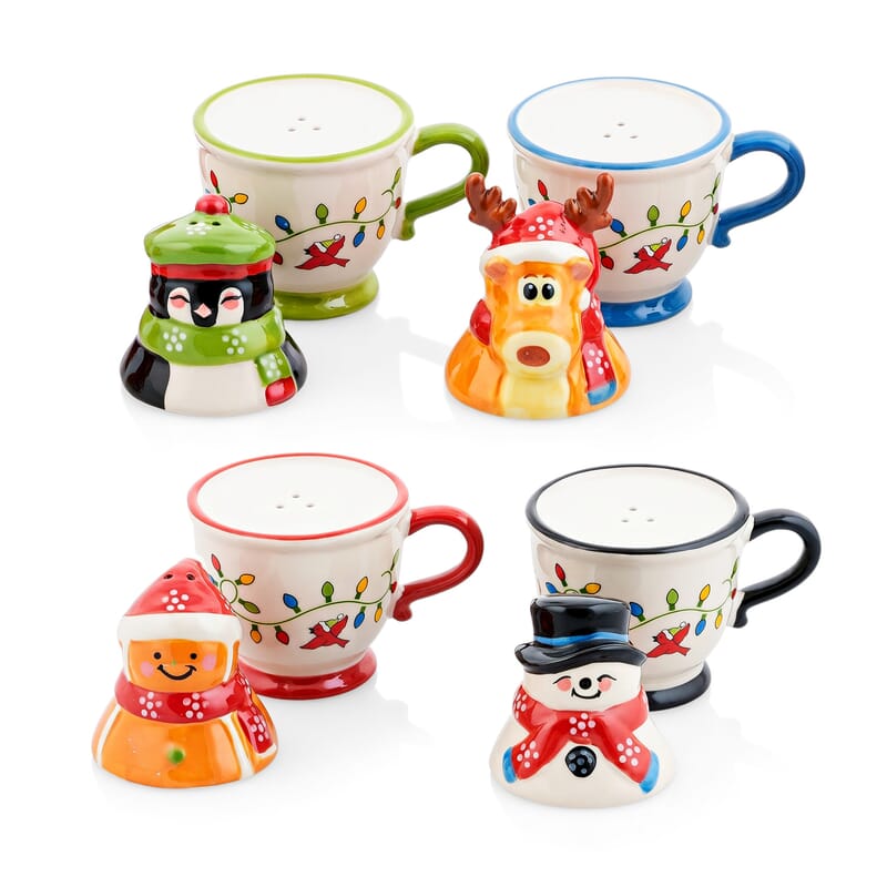 Temp-Tations Seasonal Set of 4 Stacking Salt & Pepper Shakers - Winter Whimsy