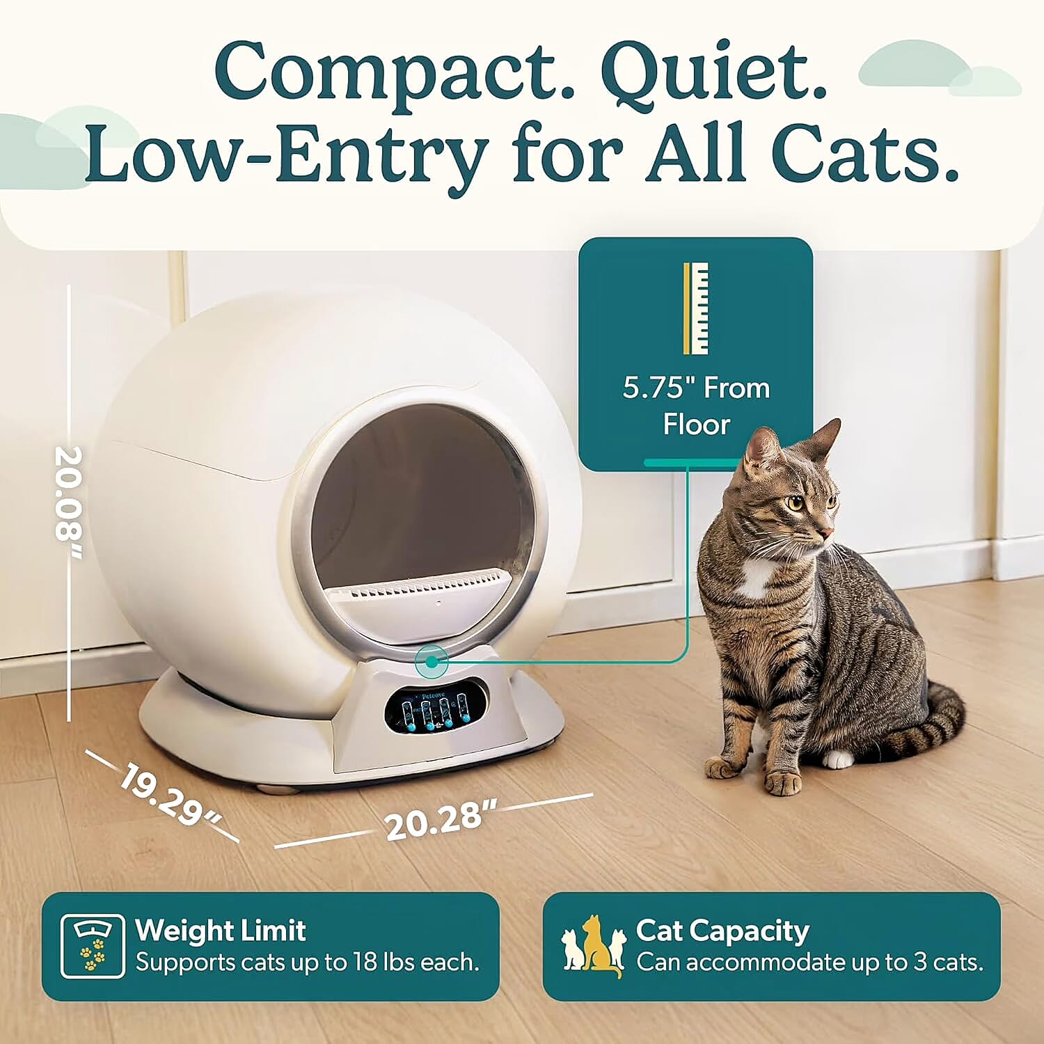 PurrTek Automatic Self-Cleaning Cat Litter Box - Gray