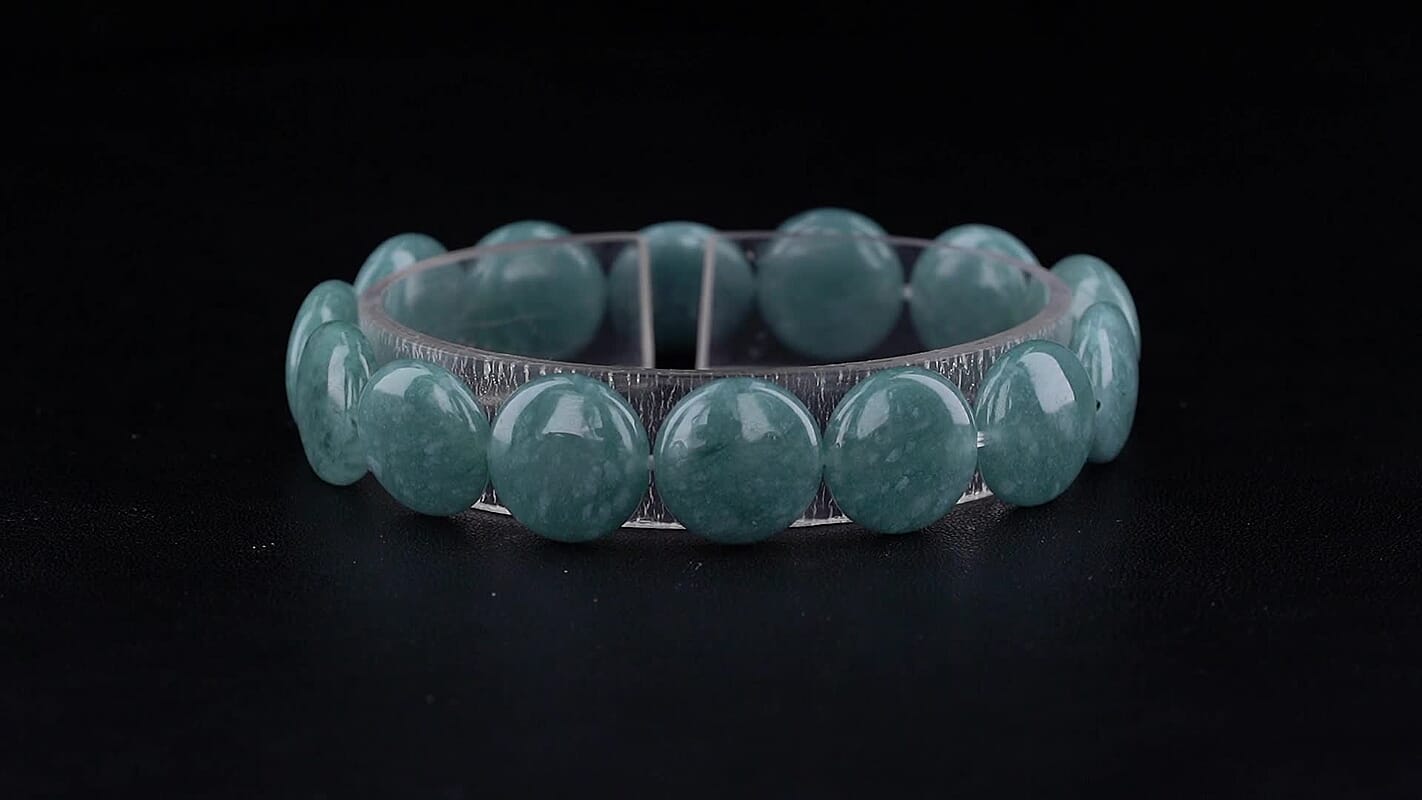 Natural Olmec Jadeite Beaded Coin Stretch Bracelet (6.5-7.0In) 140.00 ctw
