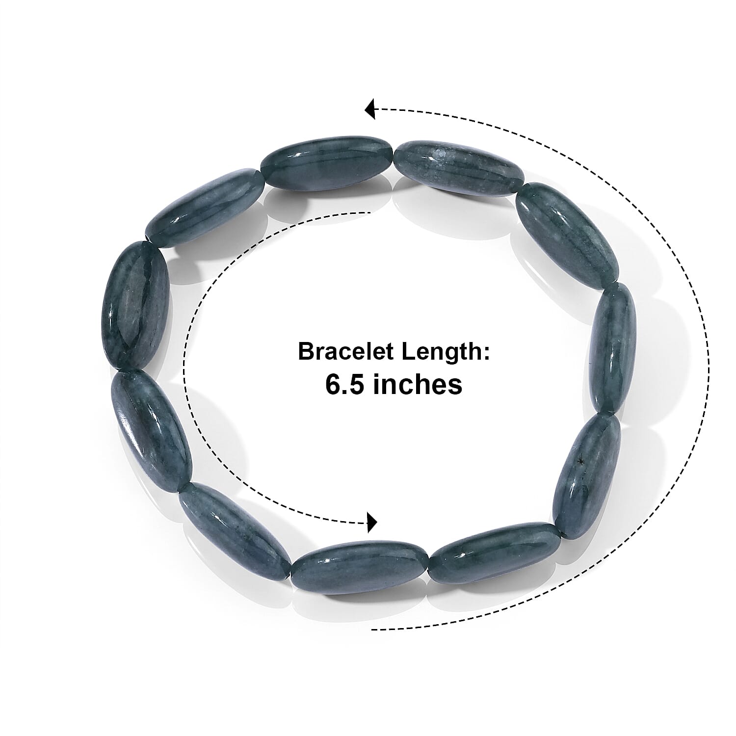 Natural Olmec Jadeite 130.00 ctw Beaded Oval Stretch Bracelet (6.5-7.0In)