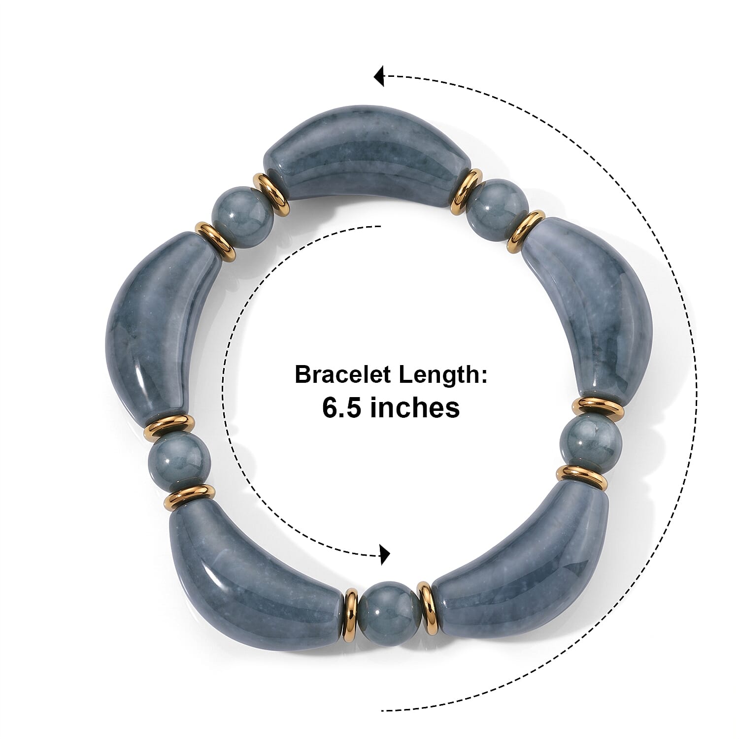 Natural Olmec Jadeite 125.00 ctw Beaded Stretch Bracelet in Stainless Steel (6.5-7.0In)