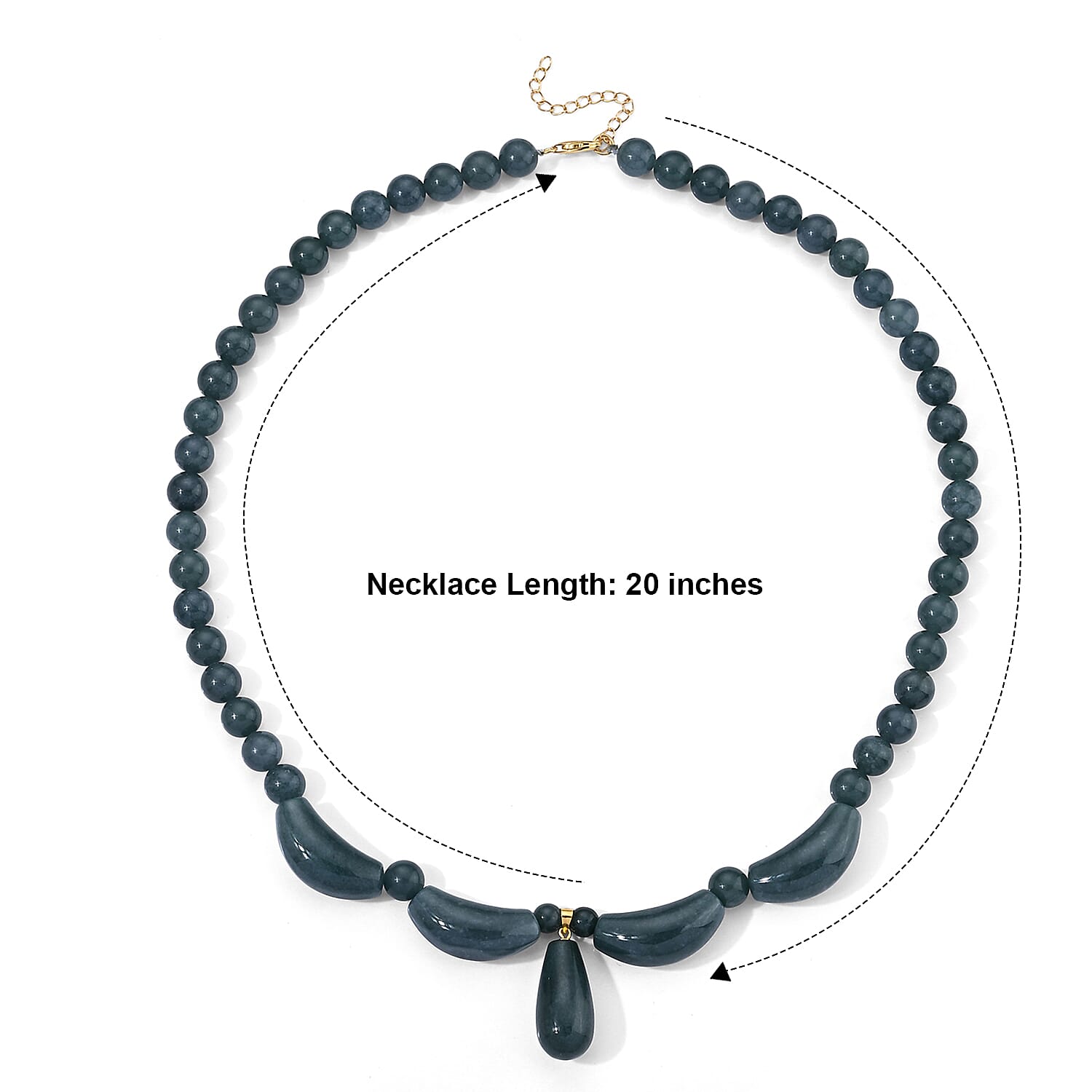 D'Joy Natural Olmec Jadeite 400.00 ctw Beaded Necklace in 14K Yellow Gold Over Sterling Silver 20-22 Inches