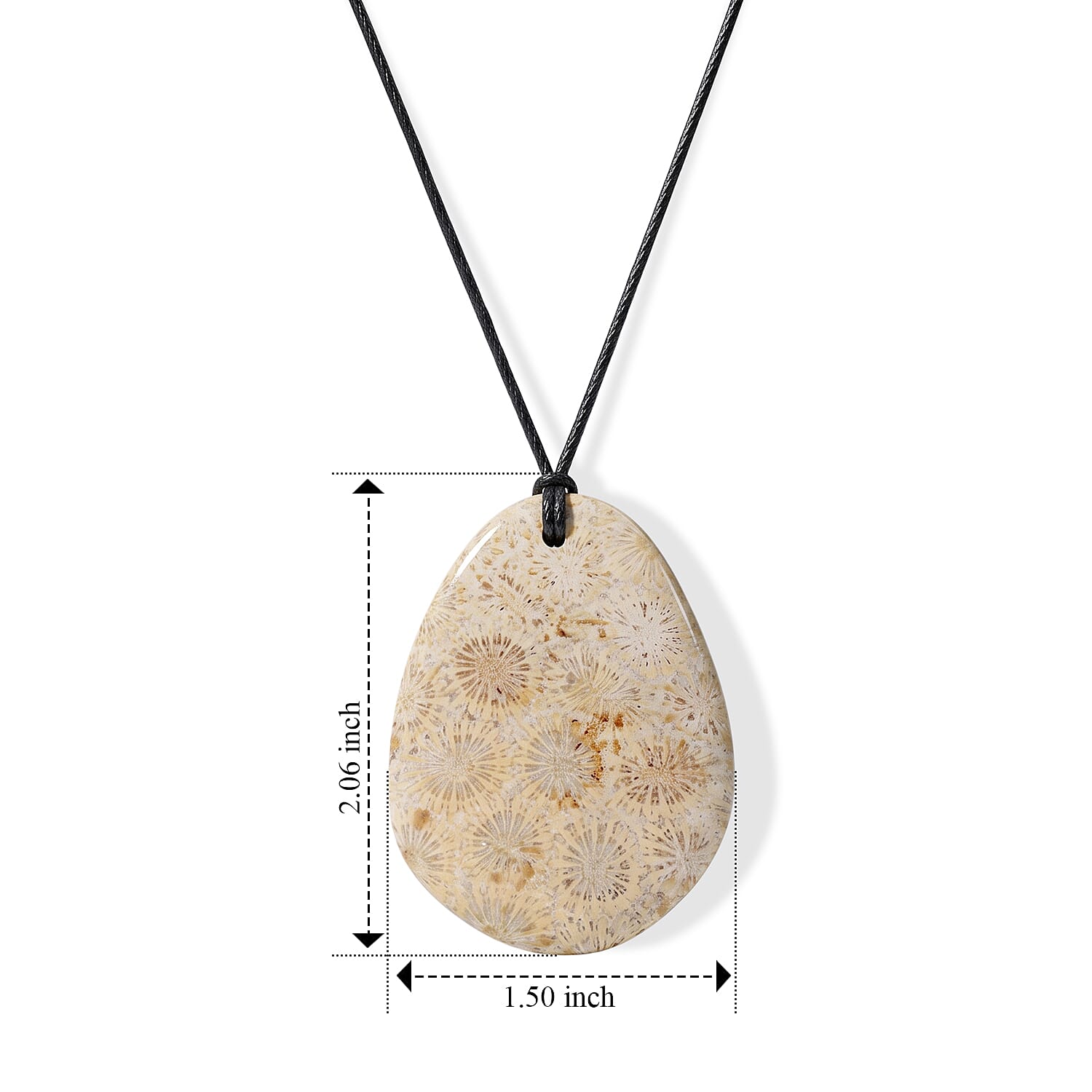 Coral Fossil Jasper 65.00 ctw Cord Necklace (Adjustable)