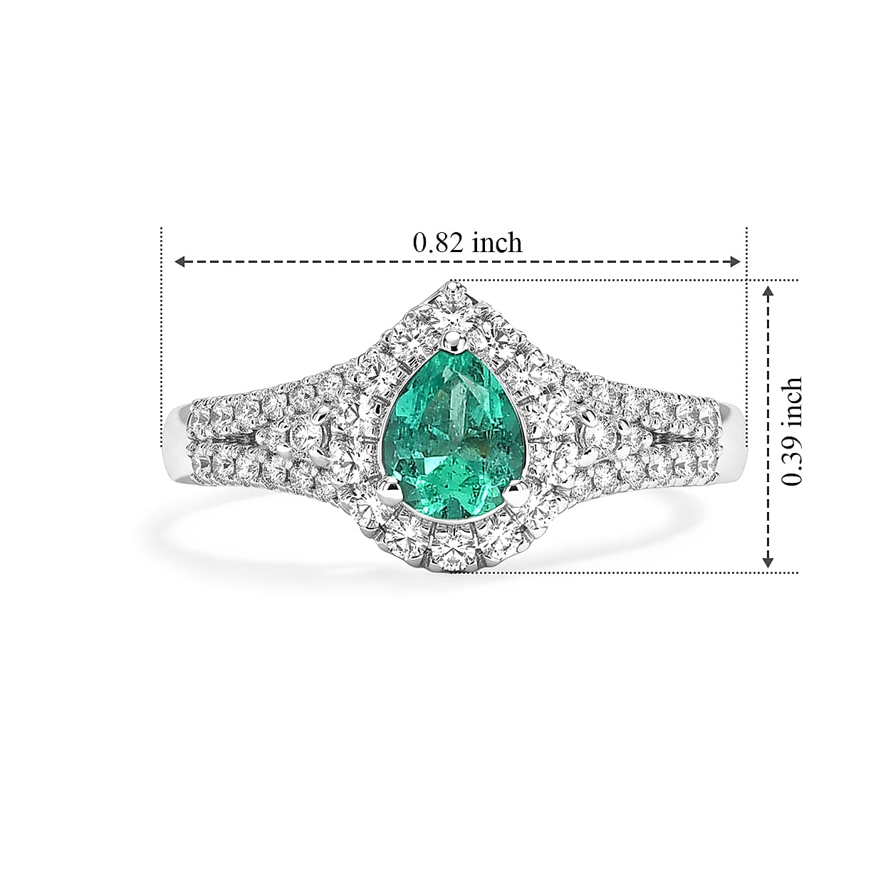 Certified and Appraised D'Joy Premium Boyaca Colombian Mint Emerald and Lab Grown Diamond G-H SI 0.90 ctw Ring in Rhodium Over Sterling Silver (Size 7.0)