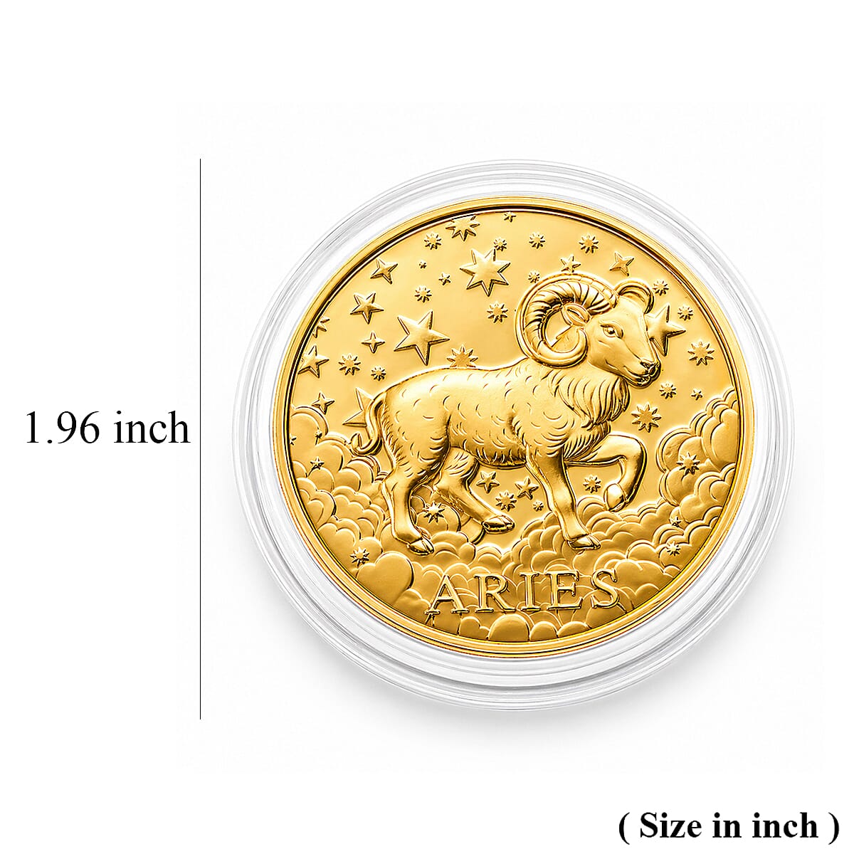 24K Gold Celestial Zodiac Collection - Aries Embossed Double View Coin Sheet 10mg (50mm)