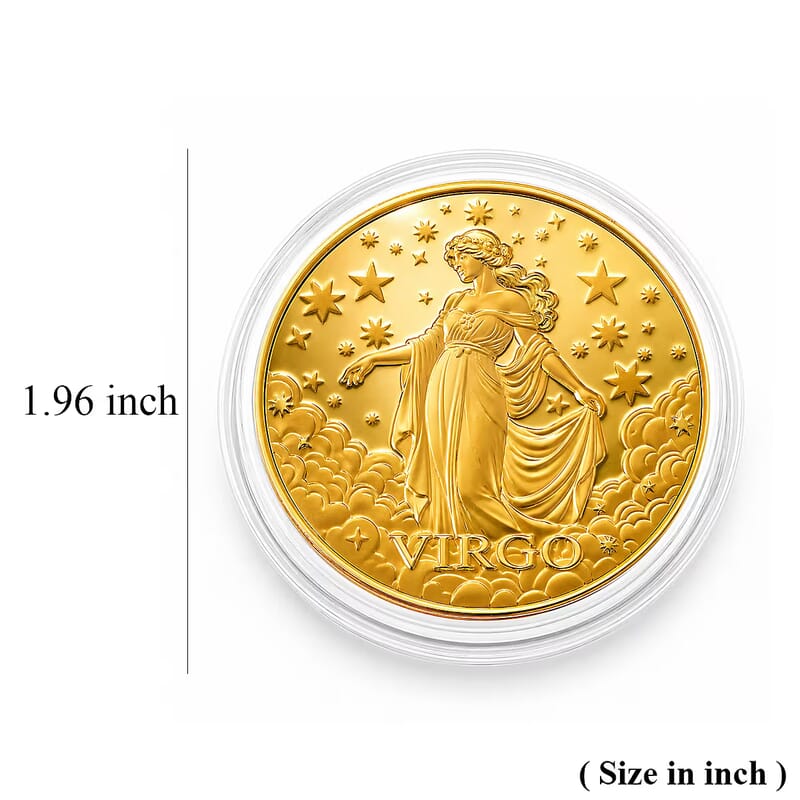 24K Gold Celestial Zodiac Collection - Virgo Embossed Double View Coin Sheet 10mg (50mm)