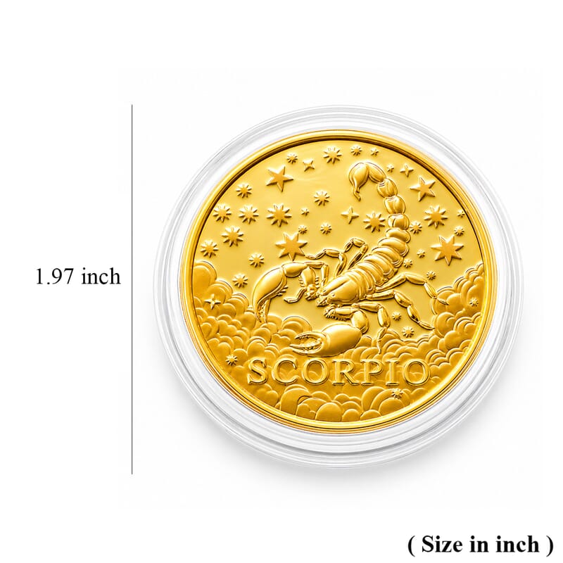 24K Gold Celestial Zodiac Collection - Scorpio Embossed Double View Coin Sheet 10mg (50mm)