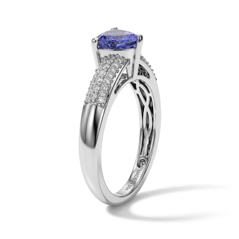 D'Joy Premium Tanzanite and Diamond 1.15 ctw Ring in Rhodium Over Sterling Silver (Size 6.0)