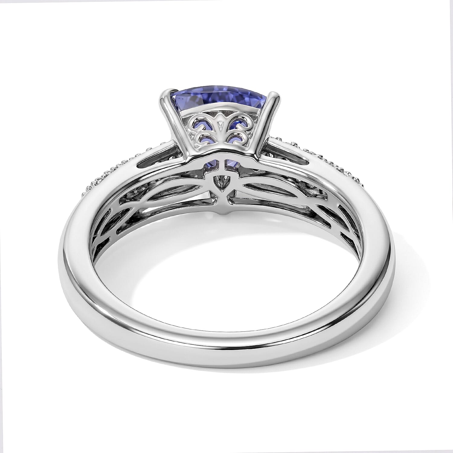 D'Joy Premium Tanzanite and Diamond 1.15 ctw Ring in Rhodium Over Sterling Silver (Size 6.0)