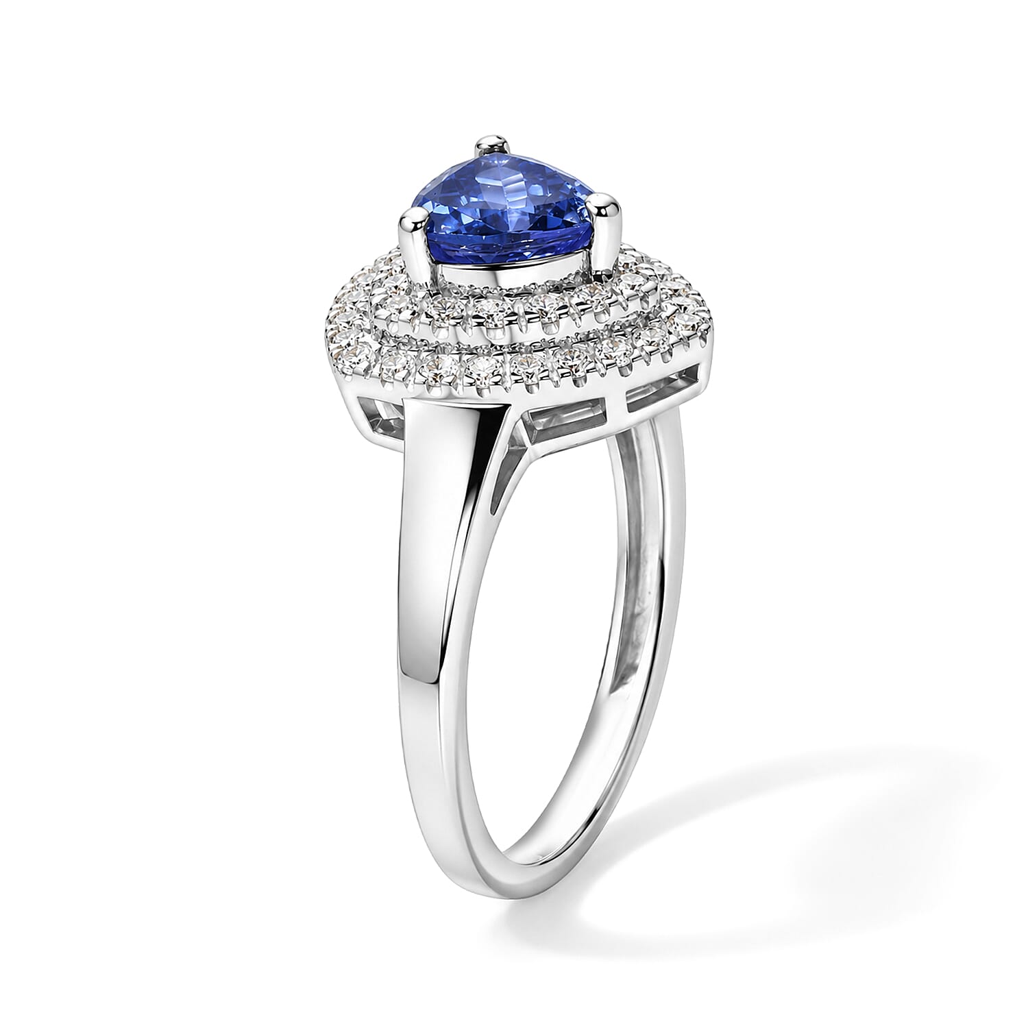 D'Joy Premium Tanzanite and Moissanite 1.40 ctw Ring in Rhodium Over Sterling Silver (Size 6.0)